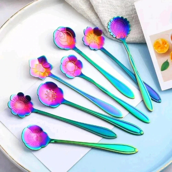 Otaku Ramen Other - Rainbow metal 8 piece mini spoon purple hue blue tea spoon decor home design